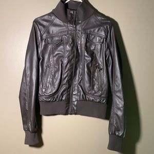 Bomber style faux leather jacket. Junior fit size Medium